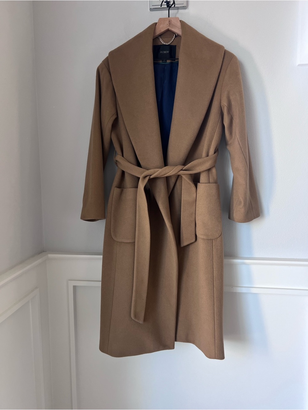 J. Crew Camel Wrap Trench Coat with Tie Belt